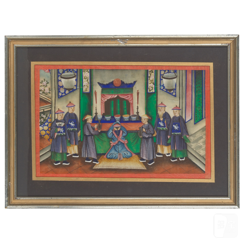 中國畫家 十八/十九世紀 人物園景圖一組八幅 水粉紙本 鏡框 | CHINESE ARTISTS (18TH/19TH CENTURY) - 图4